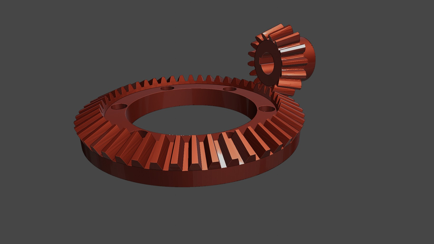 3D модель конической пары шестерен для промышленного оборудования